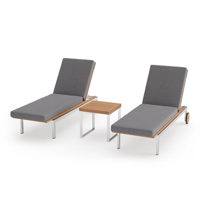 NewAge | Monterey Teak Chaise Lounge (Set of 2) with Side Table