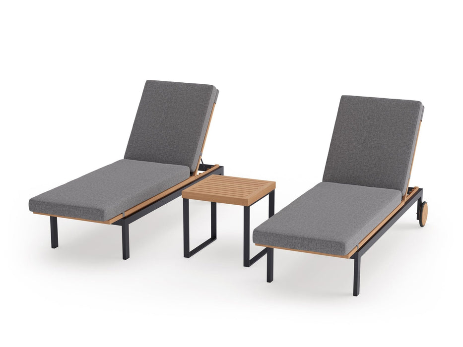 NewAge | Monterey Teak Chaise Lounge (Set of 2) with Side Table