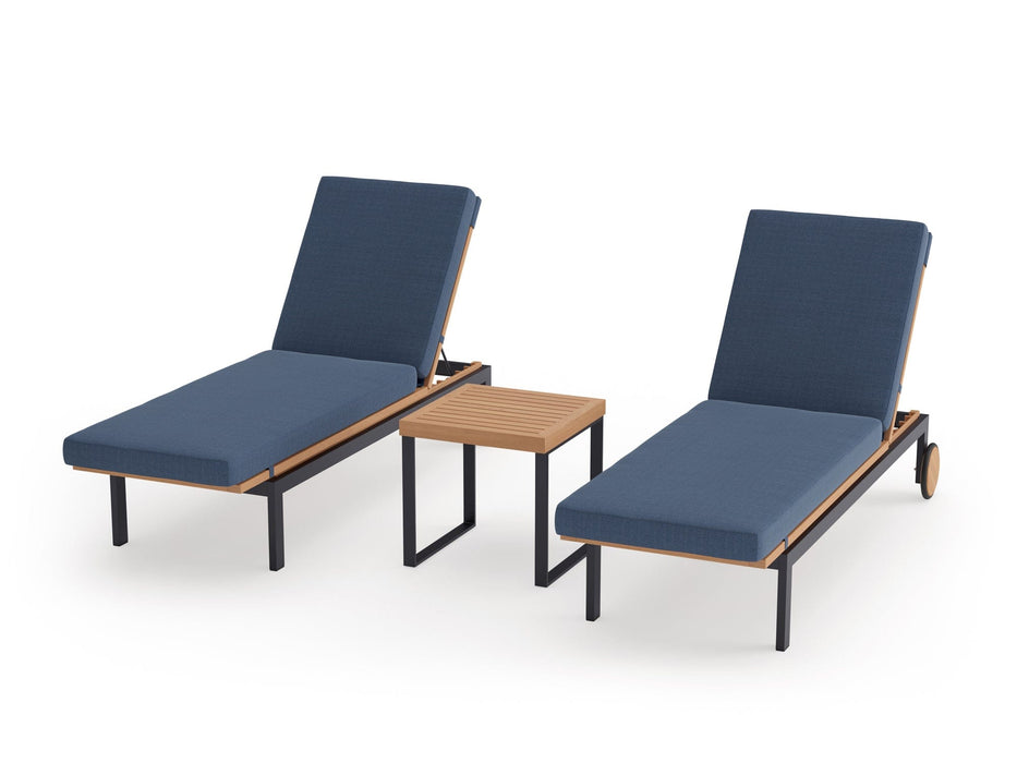 NewAge | Monterey Teak Chaise Lounge (Set of 2) with Side Table