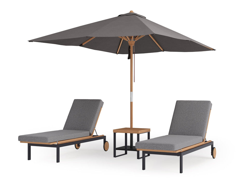 NewAge | Monterey Chaise Lounge (Set of 2) with Side Table and Umbrella