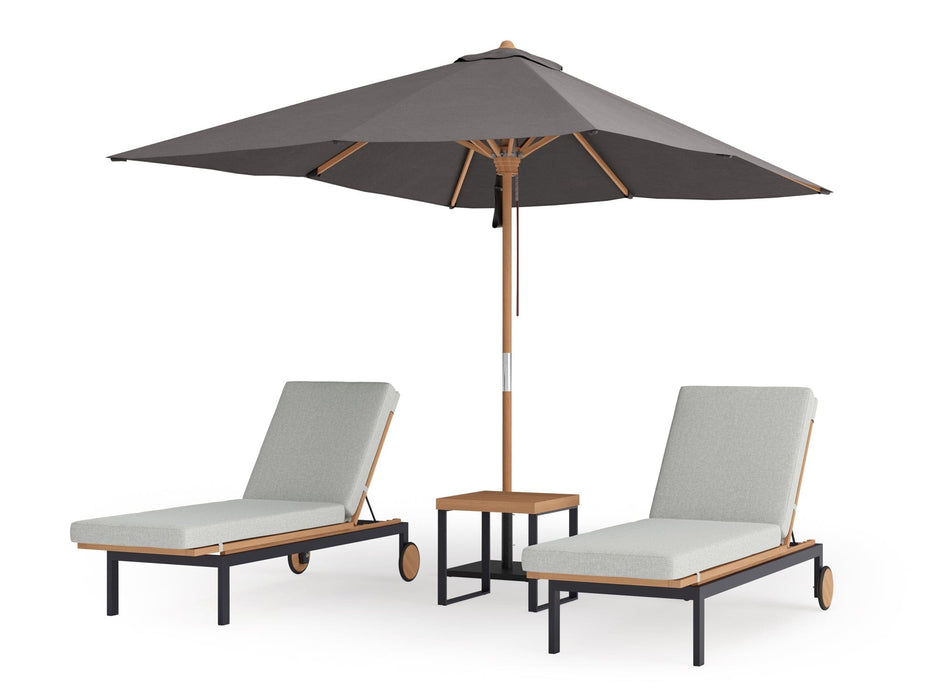 NewAge | Monterey Chaise Lounge (Set of 2) with Side Table and Umbrella