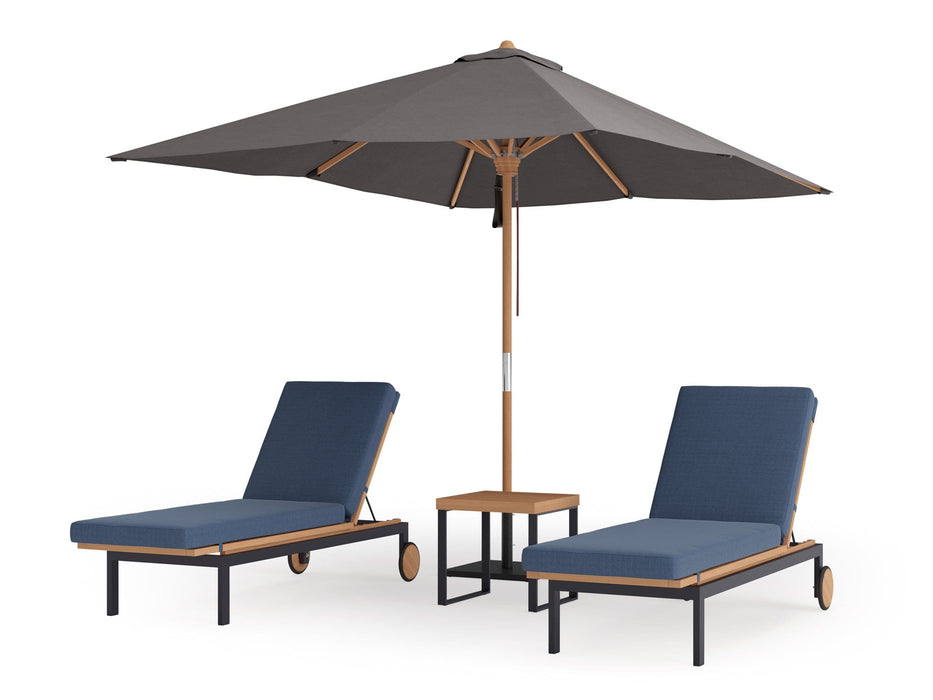 NewAge | Monterey Chaise Lounge (Set of 2) with Side Table and Umbrella