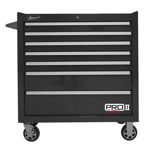 Dark Slate Gray Homak 36” Pro II Series 7 Drawer Roller Cabinet