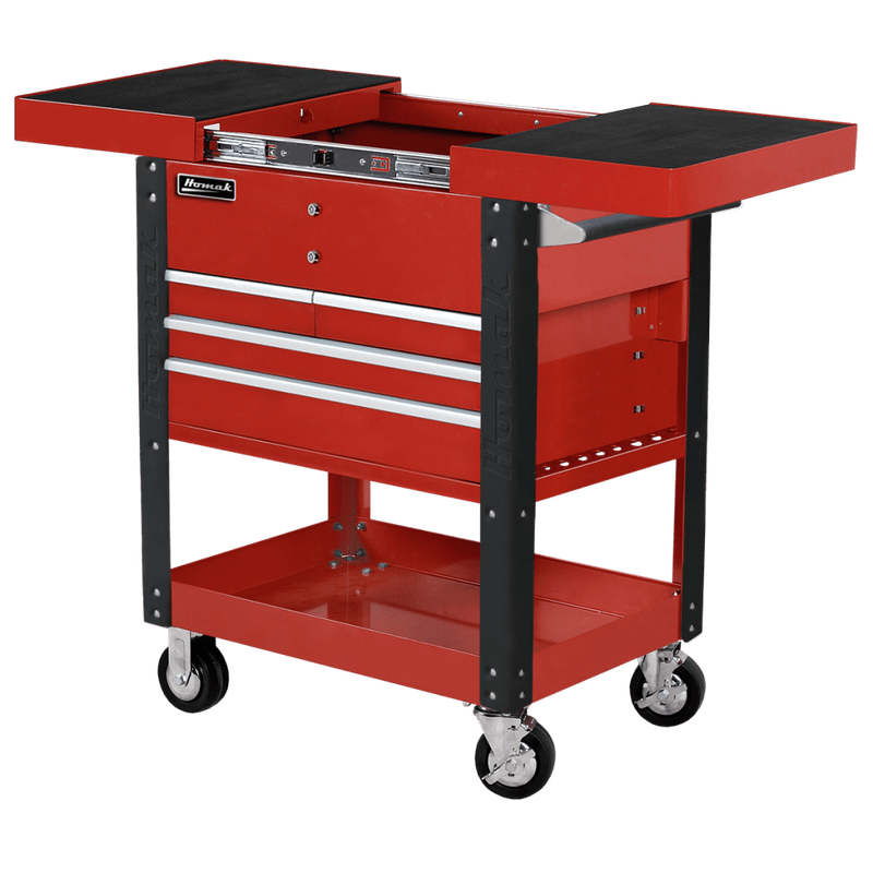 Brown Homak 35" Pro Series 4 Drawer Slide Top Service Cart