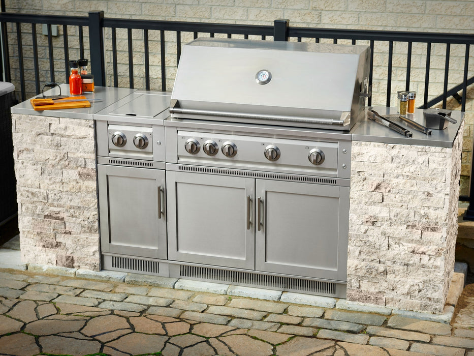 NewAge | Outdoor Kitchen Signature Series 11 Piece Cabinet Set With Dual Side Burner, Platinum Grill, Grill Cabinet and Sink Cabinet