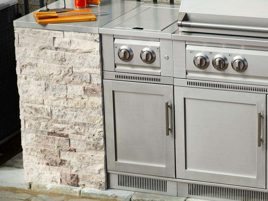 NewAge | Outdoor Kitchen Signature Series 11 Piece Cabinet Set With Dual Side Burner, Platinum Grill, Grill Cabinet and Sink Cabinet