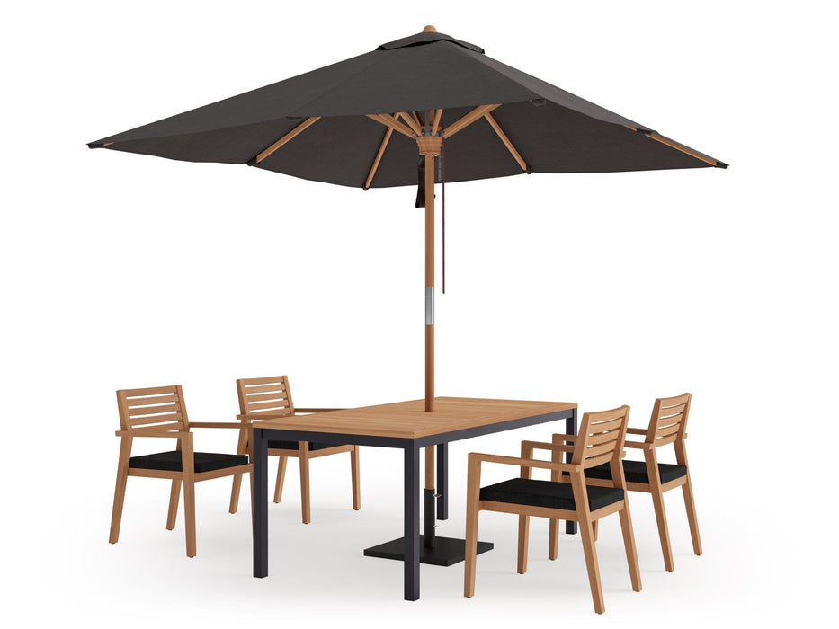 NewAge | Rhodes 4 Seater Dining Set with 72 in. Table and Umbrella