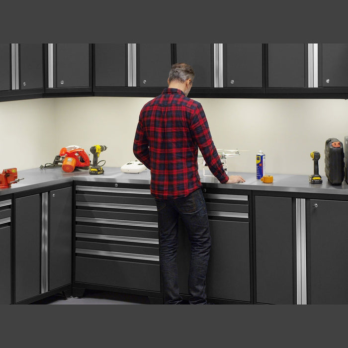 NewAge Pro Series 10 Piece Cabinet Set with Lockers,  Wall, Tool Drawer Cabinets, and 56 in. Worktop