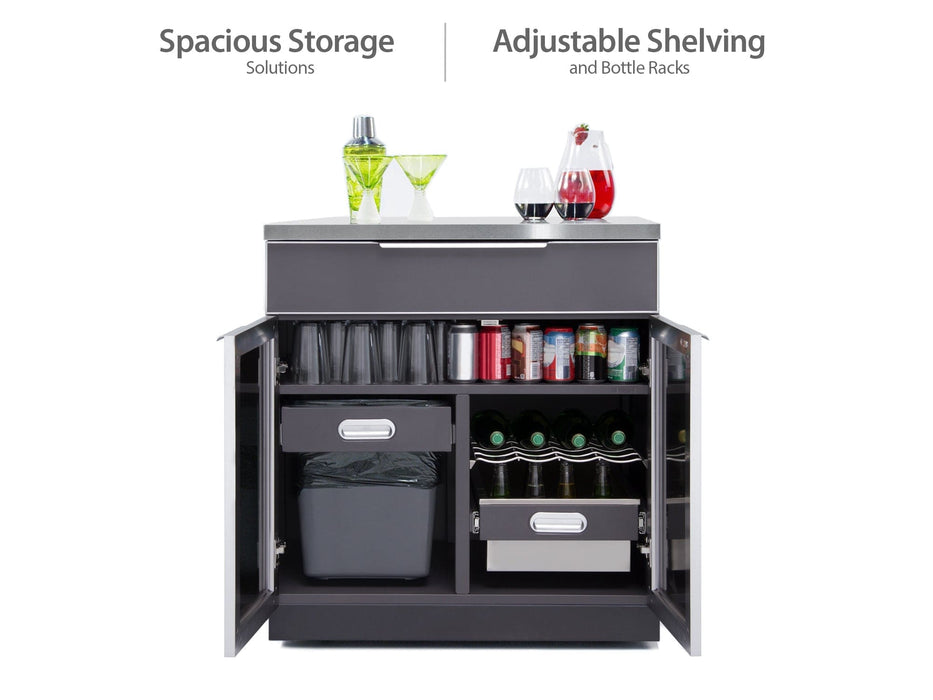 NewAge | Outdoor Kitchen Aluminum 4 Piece Cabinet Set with Sink, 3-Drawer and Wall Cabinets