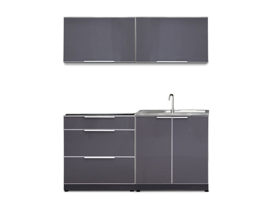 NewAge | Outdoor Kitchen Aluminum 4 Piece Cabinet Set with Sink, 3-Drawer and Wall Cabinets