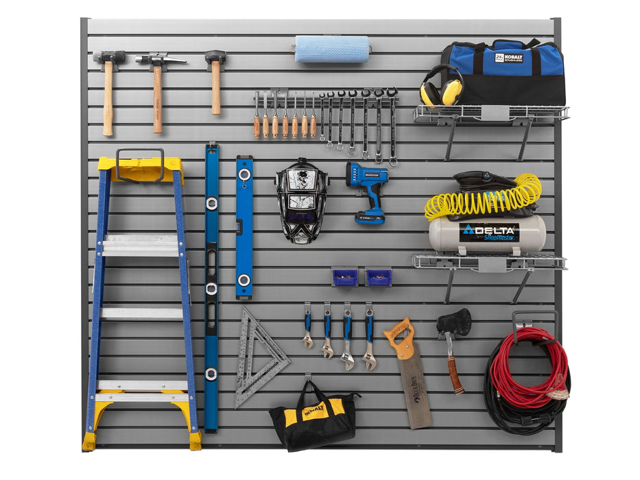 NewAge 120 SQ. FT. PVC Slatwall with 40-Piece Accessory Kit