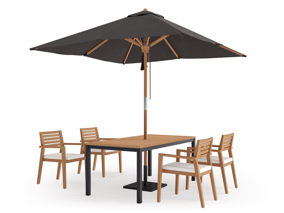 NewAge | Rhodes 4 Seater Dining Set with 72 in. Table and Umbrella