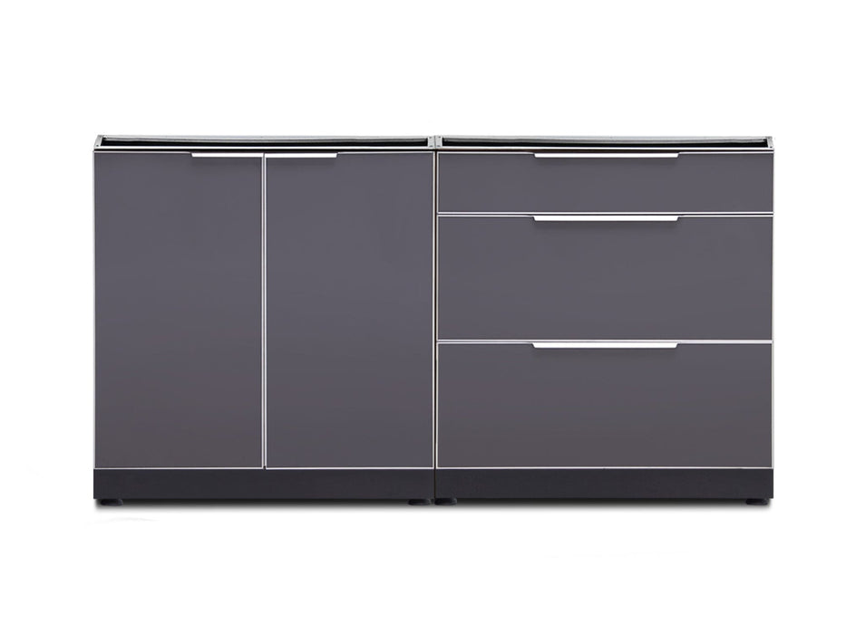 NewAge | Outdoor Kitchen Aluminum 2 Piece Cabinet Set with 3-Drawer and 2-Door Cabinet