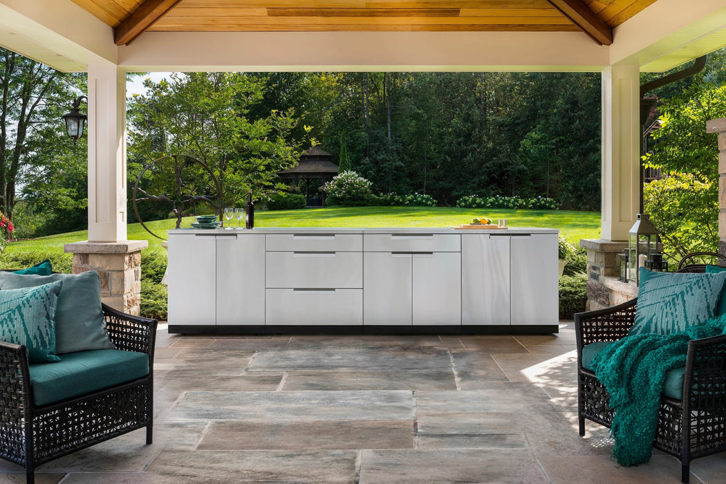 NewAge | Outdoor Kitchen Stainless Steel 6 Piece Cabinet Set with Sink, 3-Drawer, 2-Door and Wall Cabinets