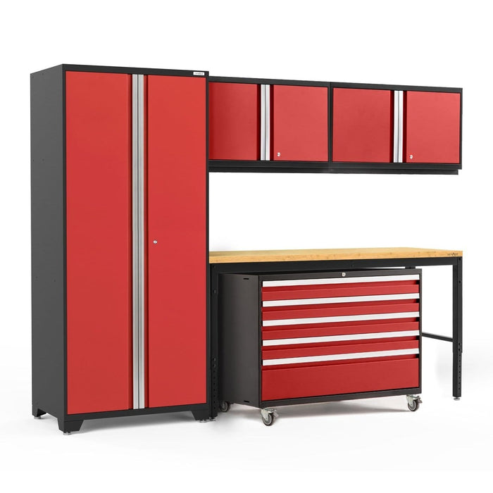 NewAge | Pro Series 5 Piece Cabinet Set With Wall, Tool Cabinet, Locker and 84 in. Workbench