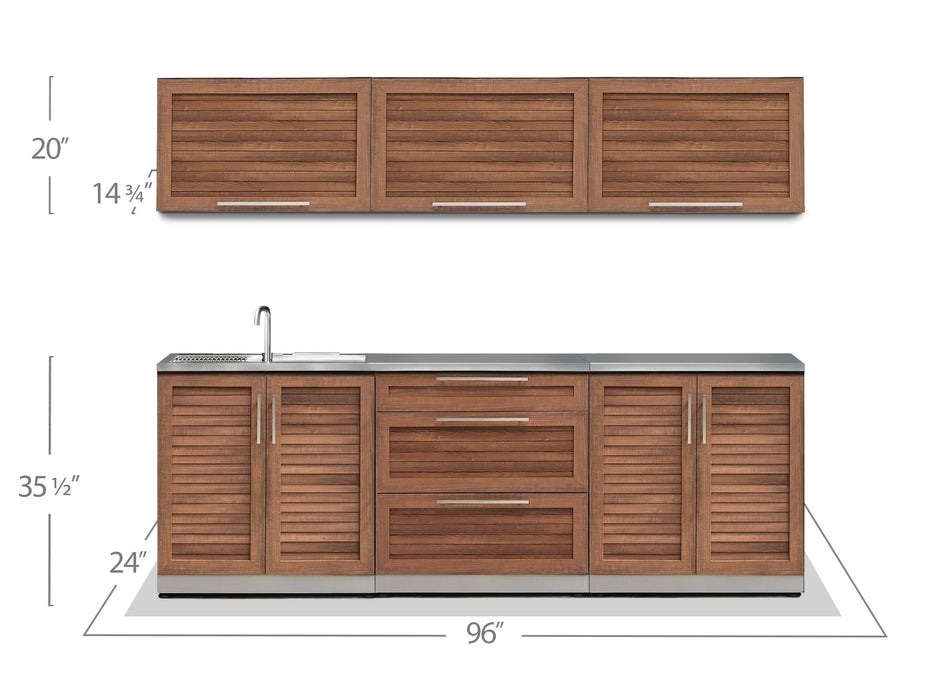 NewAge | Outdoor Kitchen Stainless Steel 6 Piece Cabinet Set with Sink, 3-Drawer, 2-Door and Wall Cabinets