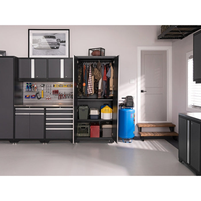 NewAge | Pro Series Gray 12 Piece Cabinet Set With Wall, Tool Drawer, Multi-Function Cabinet, Lockers and 112 in. Worktop