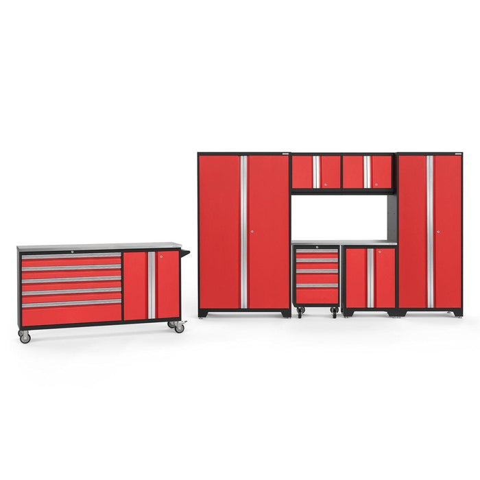 NewAge | Bold Series 8 Piece Cabinet Set With Project Center, Tool Drawer, Base, Wall Cabinets and Lockers