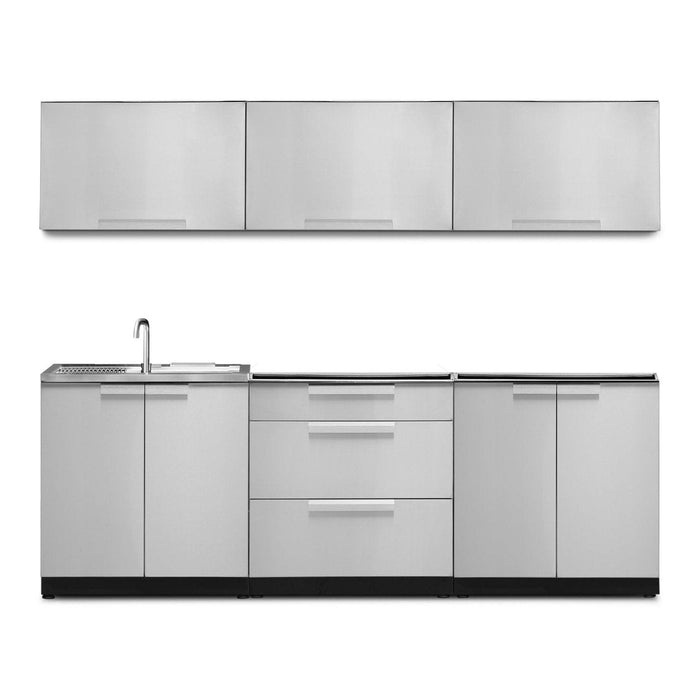 NewAge | Outdoor Kitchen Stainless Steel 6 Piece Cabinet Set with Sink, 3-Drawer, 2-Door and Wall Cabinets