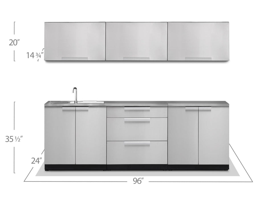 NewAge | Outdoor Kitchen Stainless Steel 6 Piece Cabinet Set with Sink, 3-Drawer, 2-Door and Wall Cabinets