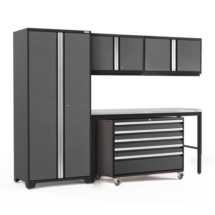 NewAge | Pro Series 5 Piece Cabinet Set With Wall, Tool Cabinet, Locker and 84 in. Workbench