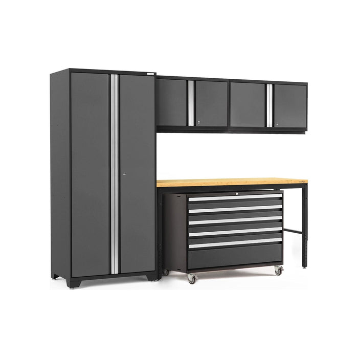 NewAge | Pro Series 5 Piece Cabinet Set With Wall, Tool Cabinet, Locker and 84 in. Workbench