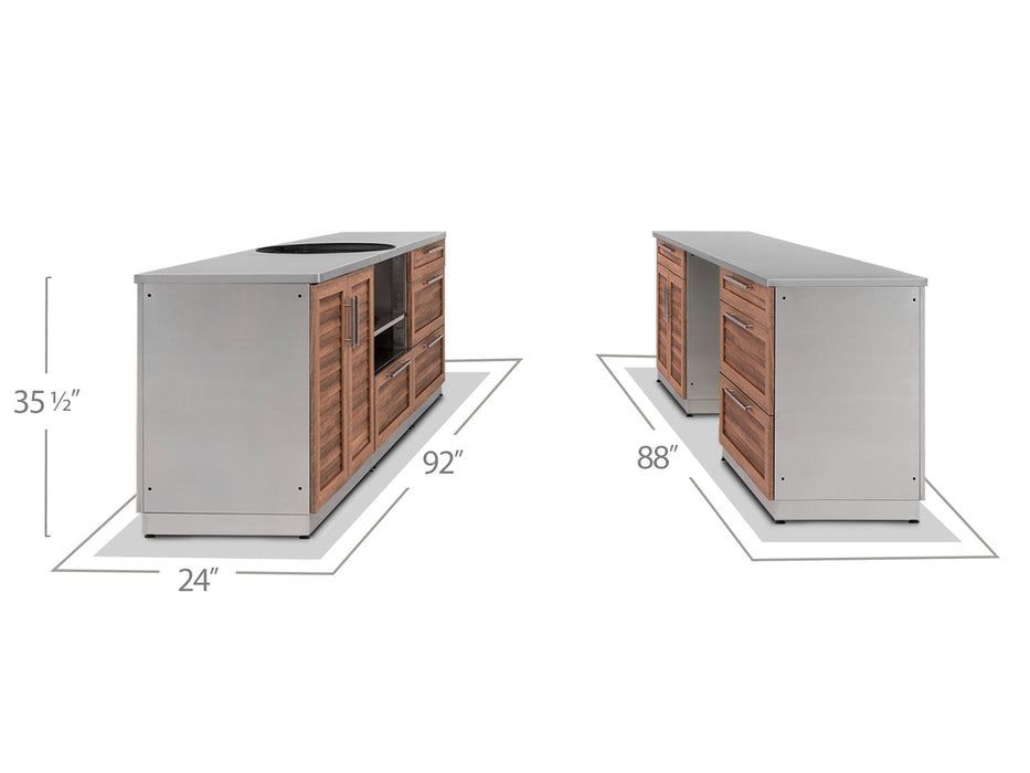 NewAge | Outdoor Kitchen Stainless Steel 5 Piece Cabinet Set with 3-Drawer, 2-Door, 2-Door Drawer and Kamado Cabinet