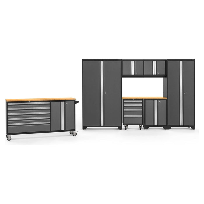 NewAge | Bold Series 8 Piece Cabinet Set With Project Center, Tool Drawer, Base, Wall Cabinets and Lockers