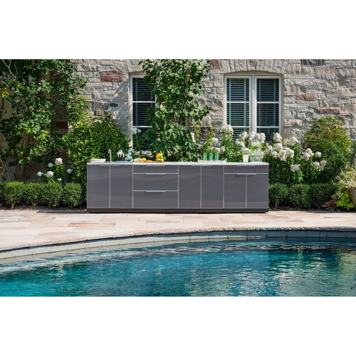 NewAge | Outdoor Kitchen Aluminum 6 Piece Cabinet Set with Sink, 3-Drawer, 2-Door and Wall Cabinets