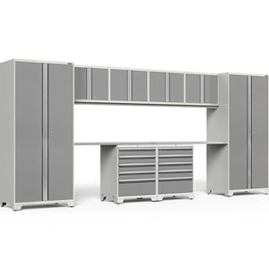 NewAge Pro Series 10 Piece Cabinet Set with Lockers,  Wall, Tool Drawer Cabinets, and 56 in. Worktop- 
