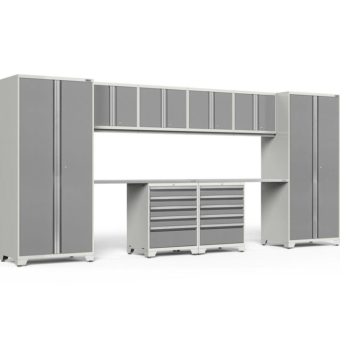 NewAge Pro Series 10 Piece Cabinet Set with Lockers,  Wall, Tool Drawer Cabinets, and 56 in. Worktop- 
