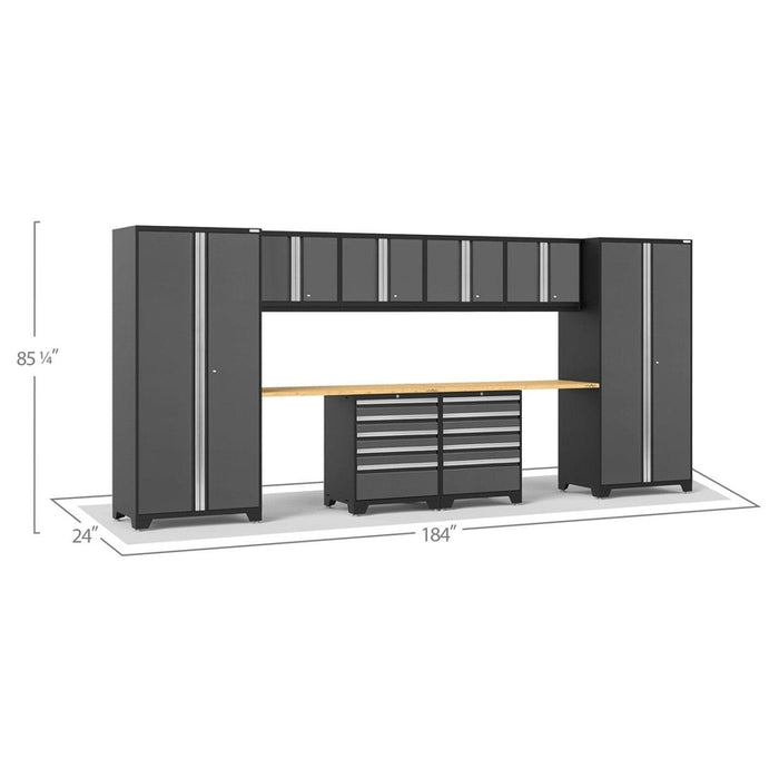 NewAge Pro Series 10 Piece Cabinet Set with Lockers,  Wall, Tool Drawer Cabinets, and 56 in. Worktop-