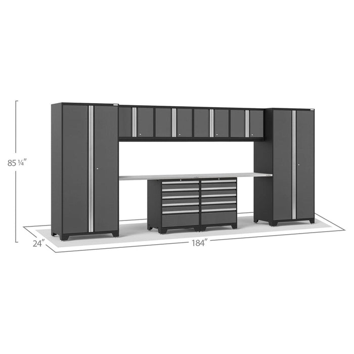 NewAge Pro Series 10 Piece Cabinet Set with Lockers,  Wall, Tool Drawer Cabinets, and 56 in. Worktop- 