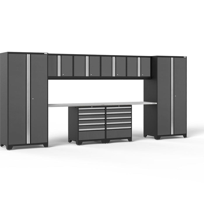 NewAge Pro Series 10 Piece Cabinet Set with Lockers,  Wall, Tool Drawer Cabinets, and 56 in. Worktop- 
