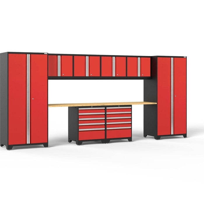 NewAge Pro Series 10 Piece Cabinet Set with Lockers,  Wall, Tool Drawer Cabinets, and 56 in. Worktop- 