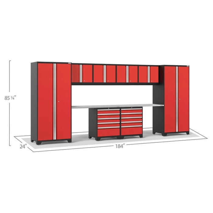NewAge Pro Series 10 Piece Cabinet Set with Lockers,  Wall, Tool Drawer Cabinets, and 56 in. Worktop- 