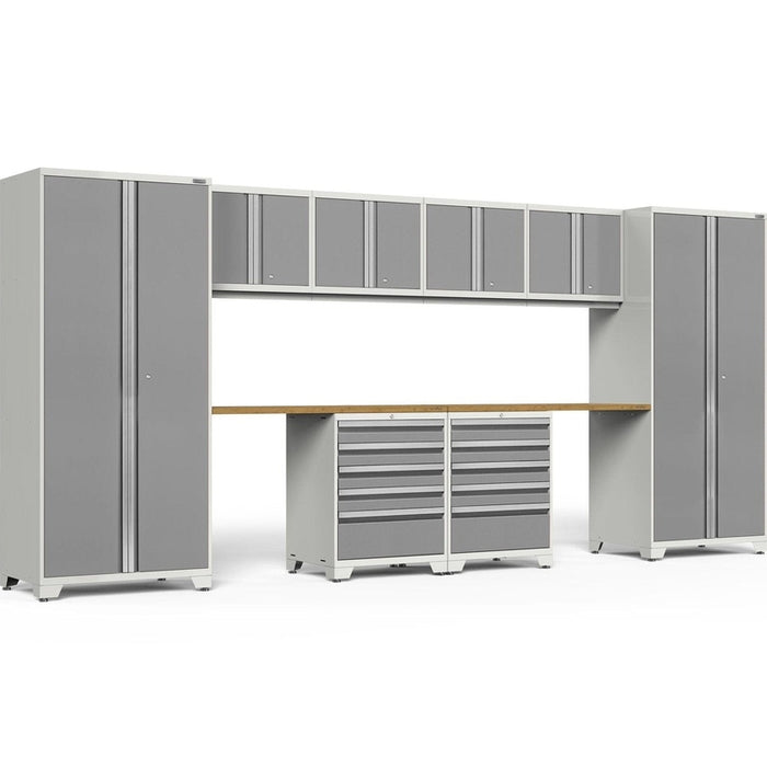 NewAge Pro Series 10 Piece Cabinet Set with Lockers,  Wall, Tool Drawer Cabinets, and 56 in. Worktop- 
