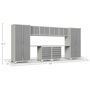 NewAge Pro Series 10 Piece Cabinet Set with Lockers,  Wall, Tool Drawer Cabinets, and 56 in. Worktop- 