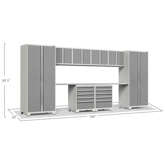 NewAge Pro Series 10 Piece Cabinet Set with Lockers,  Wall, Tool Drawer Cabinets, and 56 in. Worktop- 