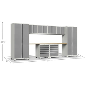 NewAge Pro Series 10 Piece Cabinet Set with Lockers,  Wall, Tool Drawer Cabinets, and 56 in. Worktop- 