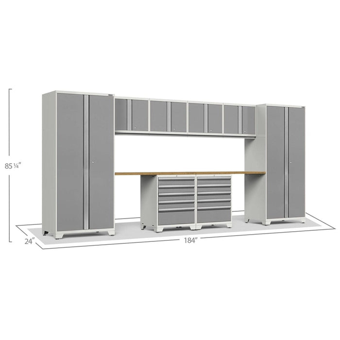 NewAge Pro Series 10 Piece Cabinet Set with Lockers,  Wall, Tool Drawer Cabinets, and 56 in. Worktop- 