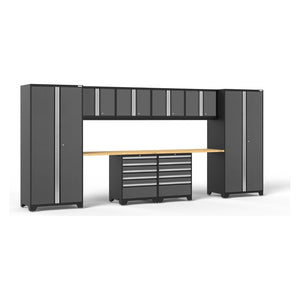 NewAge Pro Series 10 Piece Cabinet Set with Lockers,  Wall, Tool Drawer Cabinets, and 56 in. Worktop- 