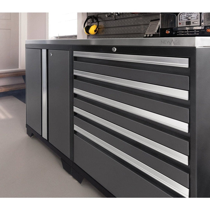 NewAge Pro Series 10 Piece Cabinet Set with Lockers,  Wall, Tool Drawer Cabinets, and 56 in. Worktop- 