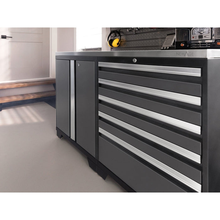 NewAge Pro Series 8 Piece Cabinet Set With Wall, Base, Multi-Function Cabinet, Lockers and 84 in. Worktop