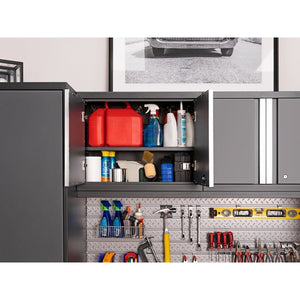 NewAge Pro Series 8 Piece Cabinet Set With Wall, Base, Multi-Function Cabinet, Lockers and 84 in. Worktop