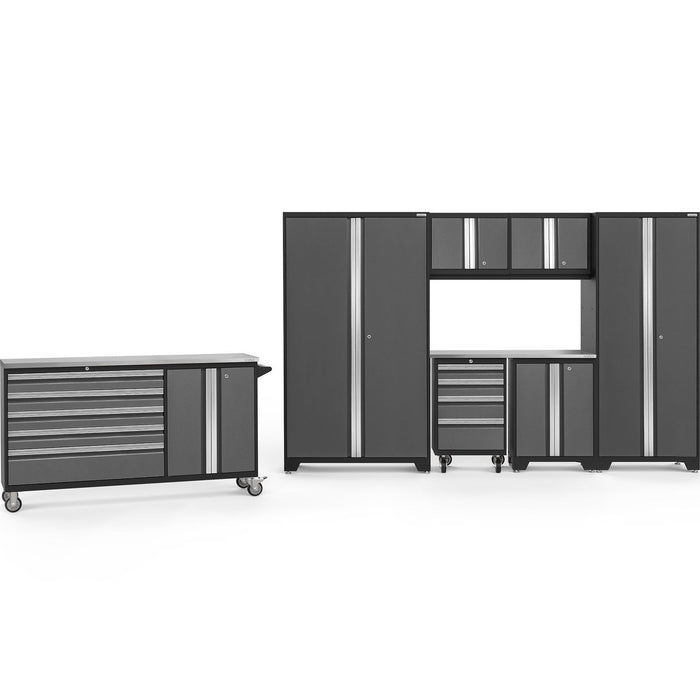 NewAge | Bold Series 8 Piece Cabinet Set With Project Center, Tool Drawer, Base, Wall Cabinets and Lockers