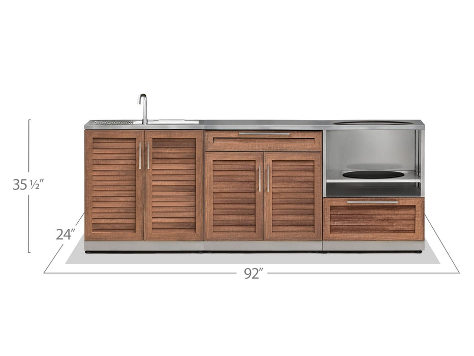 NewAge | Outdoor Kitchen Stainless Steel 3 Piece Cabinet Set with 2-Door Drawer, Sink and Kamado Cabinet