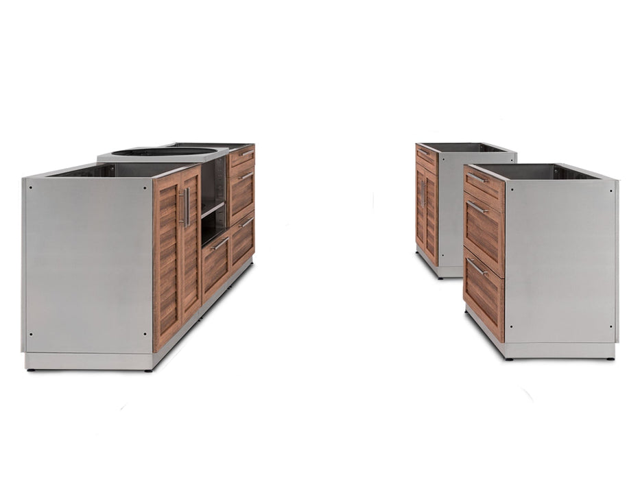 NewAge | Outdoor Kitchen Stainless Steel 5 Piece Cabinet Set with 3-Drawer, 2-Door, 2-Door Drawer and Kamado Cabinet