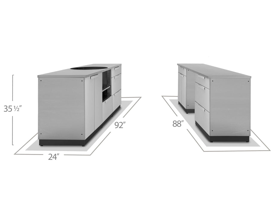 NewAge | Outdoor Kitchen Stainless Steel 5 Piece Cabinet Set with 3-Drawer, 2-Door, 2-Door Drawer and Kamado Cabinet