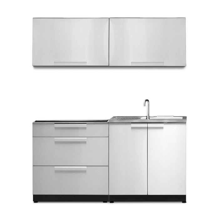 NewAge | Outdoor Kitchen Stainless Steel 4 Piece Cabinet Set with Sink, 3-Drawer and Wall Cabinets